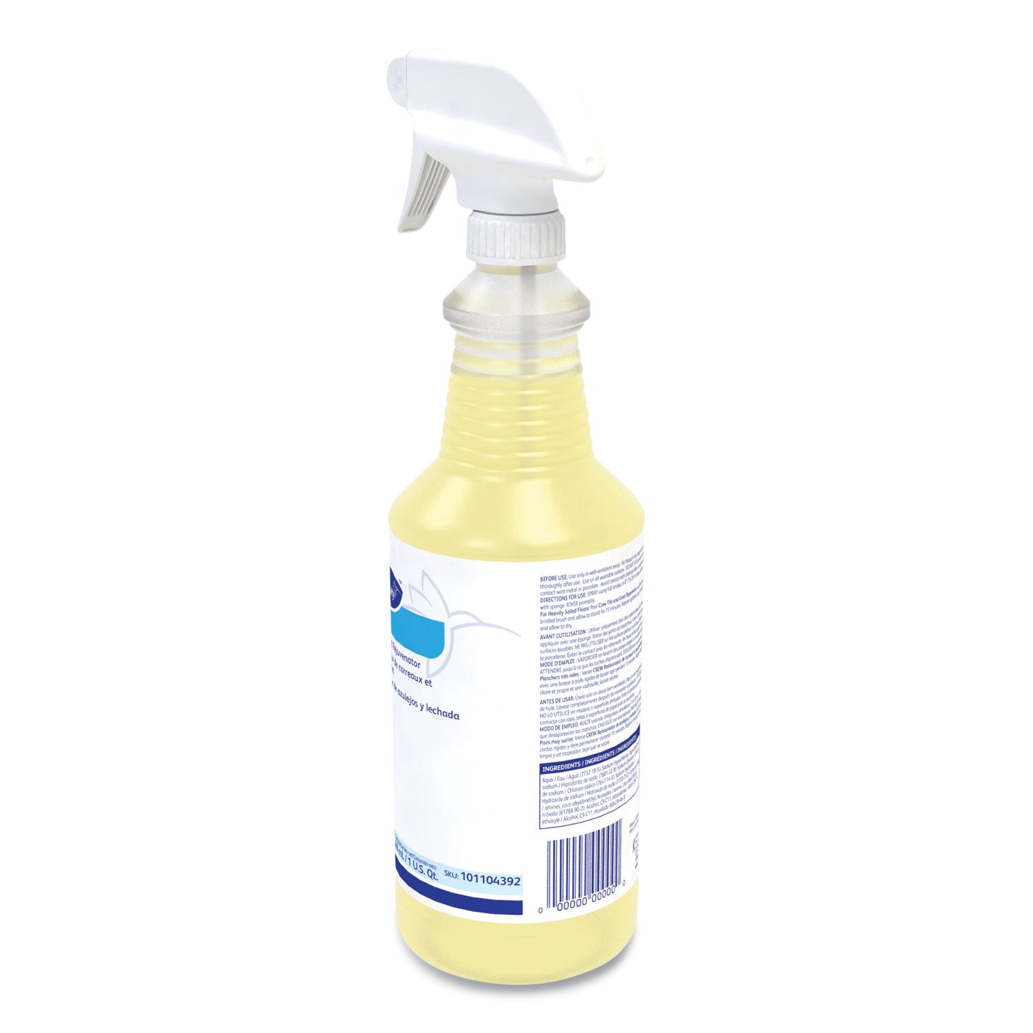 Diversey Crew Tile and Grout Rejuvenator - Ready-To-Use - 32 fl oz (1 quart) - Chlorine Scent - Light Yellow - 1 Each