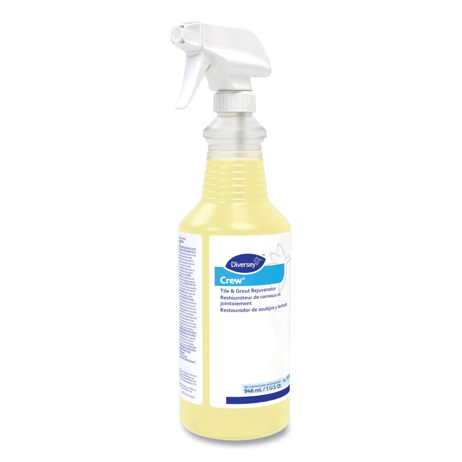 Diversey Crew Tile and Grout Rejuvenator - Ready-To-Use - 32 fl oz (1 quart) - Chlorine Scent - Light Yellow - 1 Each