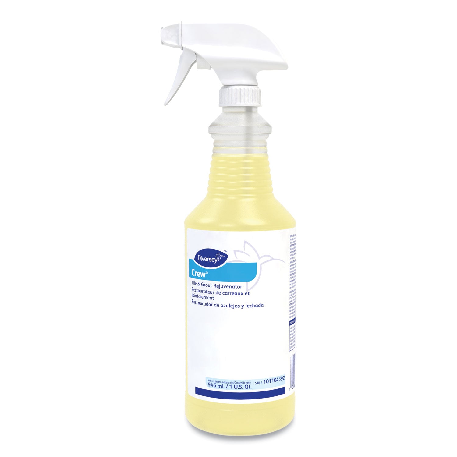 Diversey Crew Tile and Grout Rejuvenator - Ready-To-Use - 32 fl oz (1 quart) - Chlorine Scent - Light Yellow - 1 Each