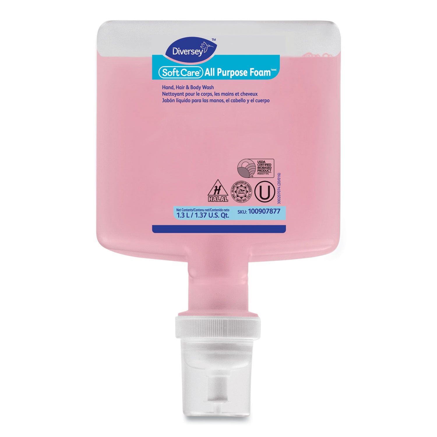 Diversey IntelliCare Refill Foam Body Wash - Lemon Tea Splash, Citrus Scent - 1.37 quart - Kill Germs, Dirt Remover - Hand, Body, Washroom - Pink - pH Balanced - 1 Each