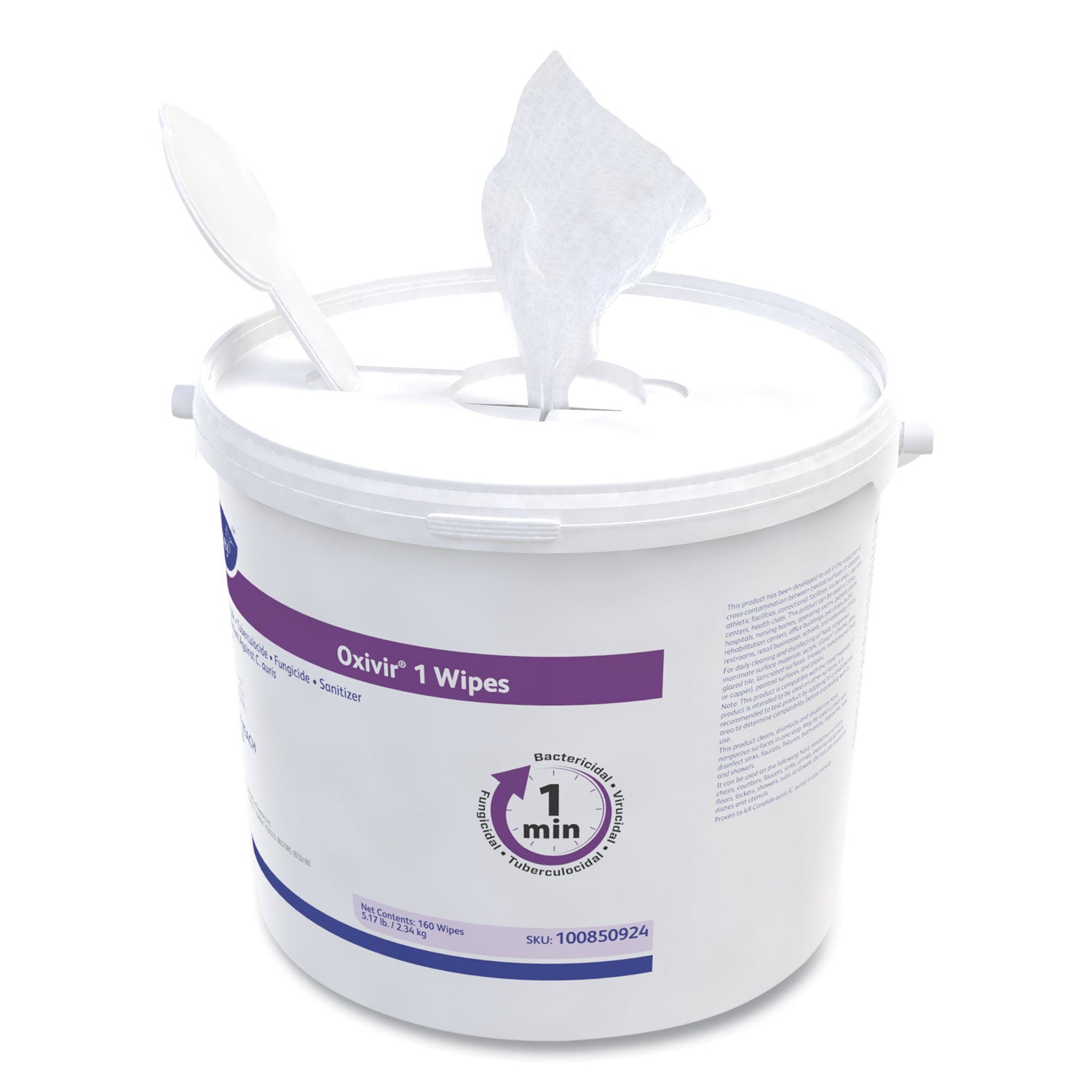 Diversey Oxivir One-Step Ready-to-Use Hospital Disinfectant Cleaner Wipes, Cherry Almond Scent, Colorless, 160 Wipes per Pack