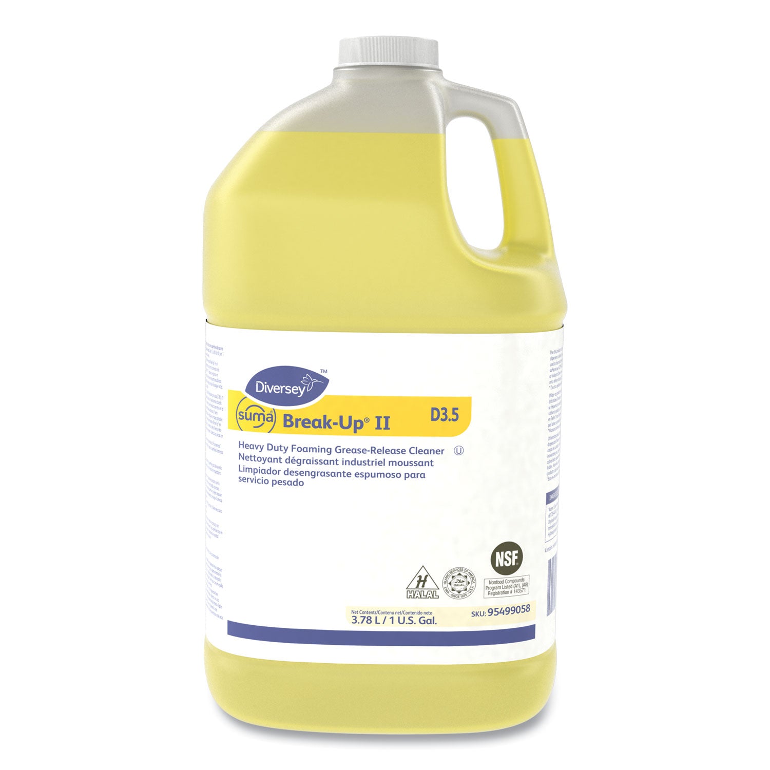 Suma Break-Up Ii D3.5 Heavy-Duty Foaming Grease-Release Cleaner, 128 Oz Bottle, 4/carton