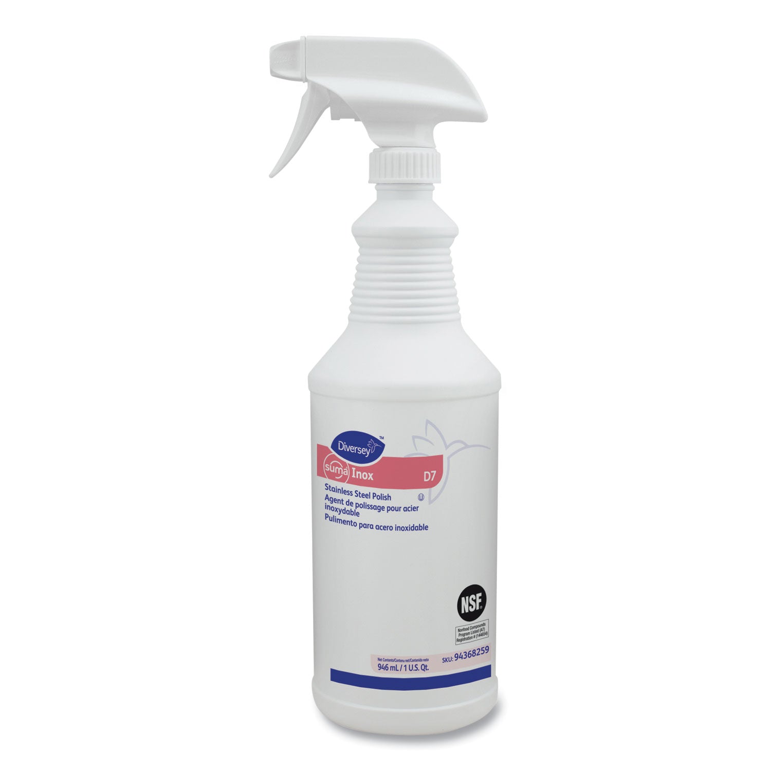 Diversey Suma Inox Stainless Steel Polish, Ready-To-Use, Oil-Based, Hydrocarbon Scent, Clear, 32 fl oz (1 quart), 1 Each