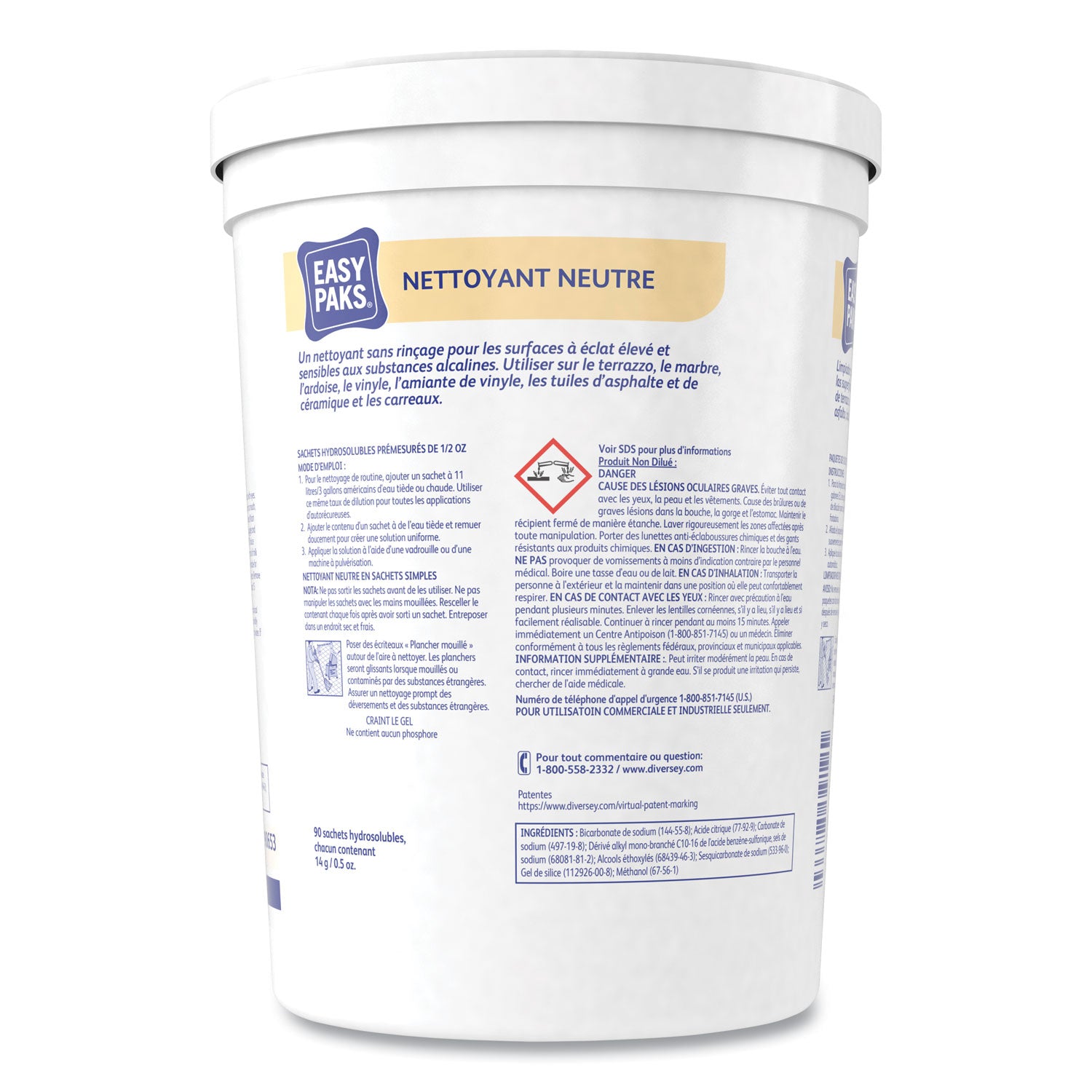 Diversey EasyPaks Neutral Cleaner - Concentrate - 0.50 oz (0.03 lb) to - Pine Forest Scent - Phosphate-free, Rinse-free - Orange - 90/Tub - 1 Each
