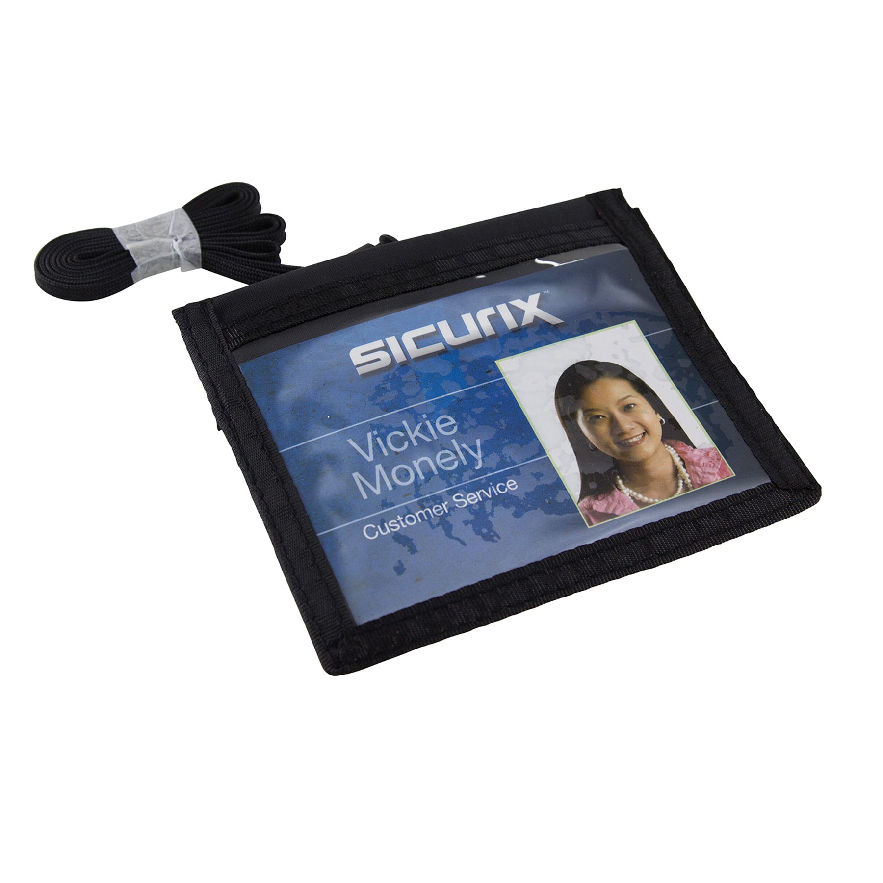 Convention ID Neck Pouch Badge Holder, Horizontal, Adjustable Cord, 3" x 4" Insert, Black