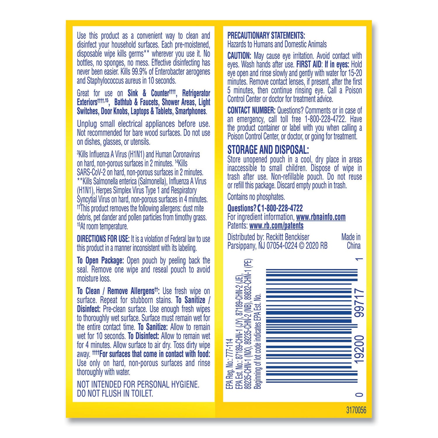 Lysol Disinfecting Wipes, Lemon & Lime Blossom Scent, Pre-moistened, Disposable, Bio-based, White, 24 Packs per Carton