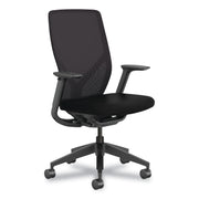 HON Flexion Task Chair, Black Fabric Seat, Black Mesh Back, Adjustable Arms, 5-Star Base, 1 Each