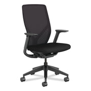 HON Flexion Task Chair, Black Vinyl/Polyurethane Seat, Black Mesh Back, Adjustable Arms, 5-Star Base, 1 Each