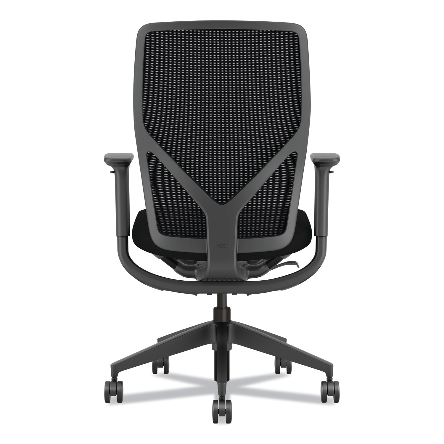 HON Flexion Task Chair, Black Vinyl/Polyurethane Seat, Black Mesh Back, Adjustable Arms, 5-Star Base, 1 Each