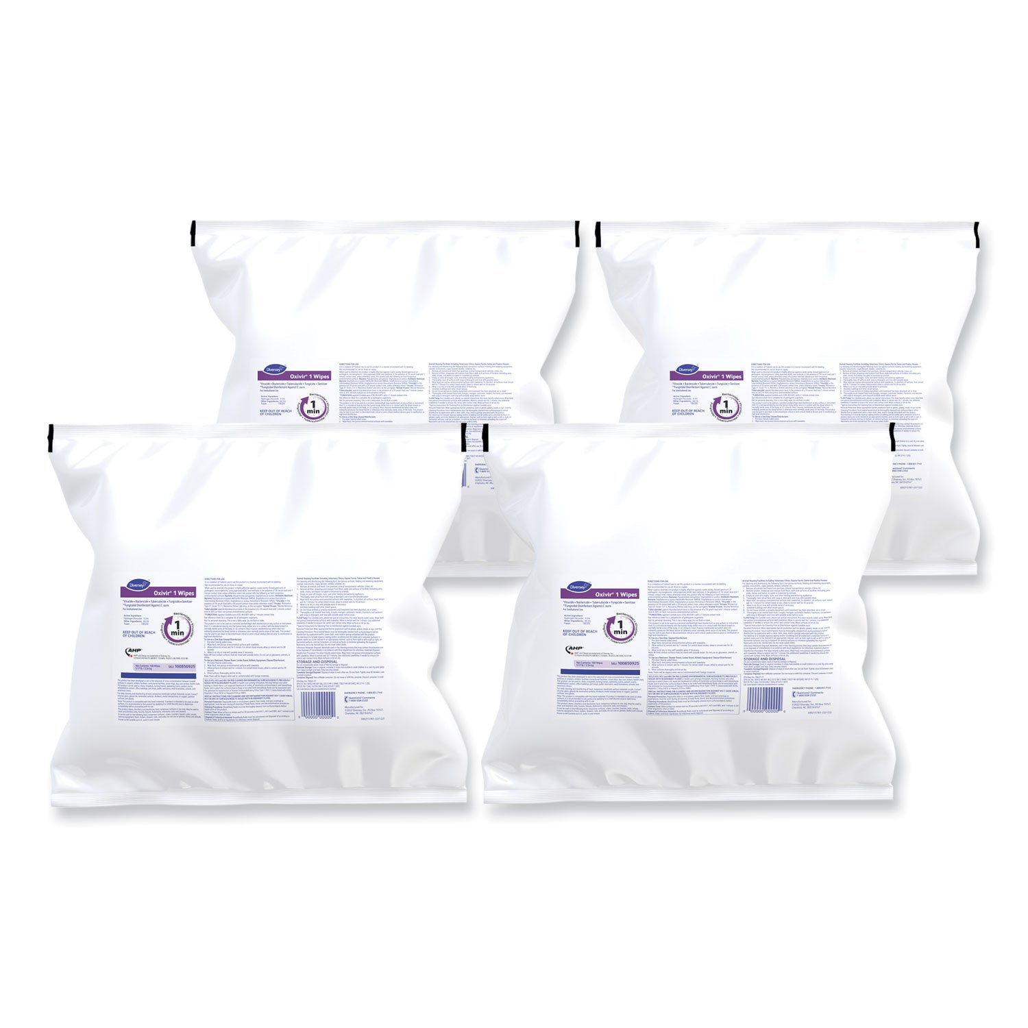Diversey Oxivir One-Step Ready-to-Use Hospital Disinfectant Cleaner Wipes, Cherry Almond Scent, Colorless, 160 Wipes per Pack