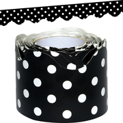 Black Polka Dots Scalloped Rolled Border Trim