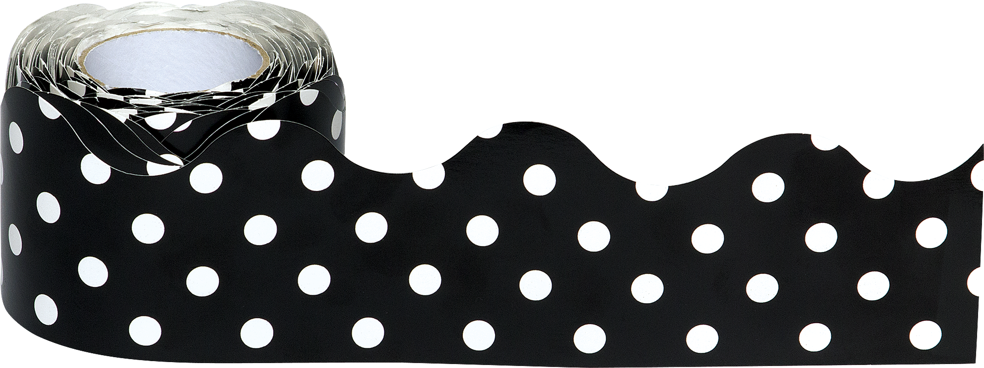 Black Polka Dots Scalloped Rolled Border Trim