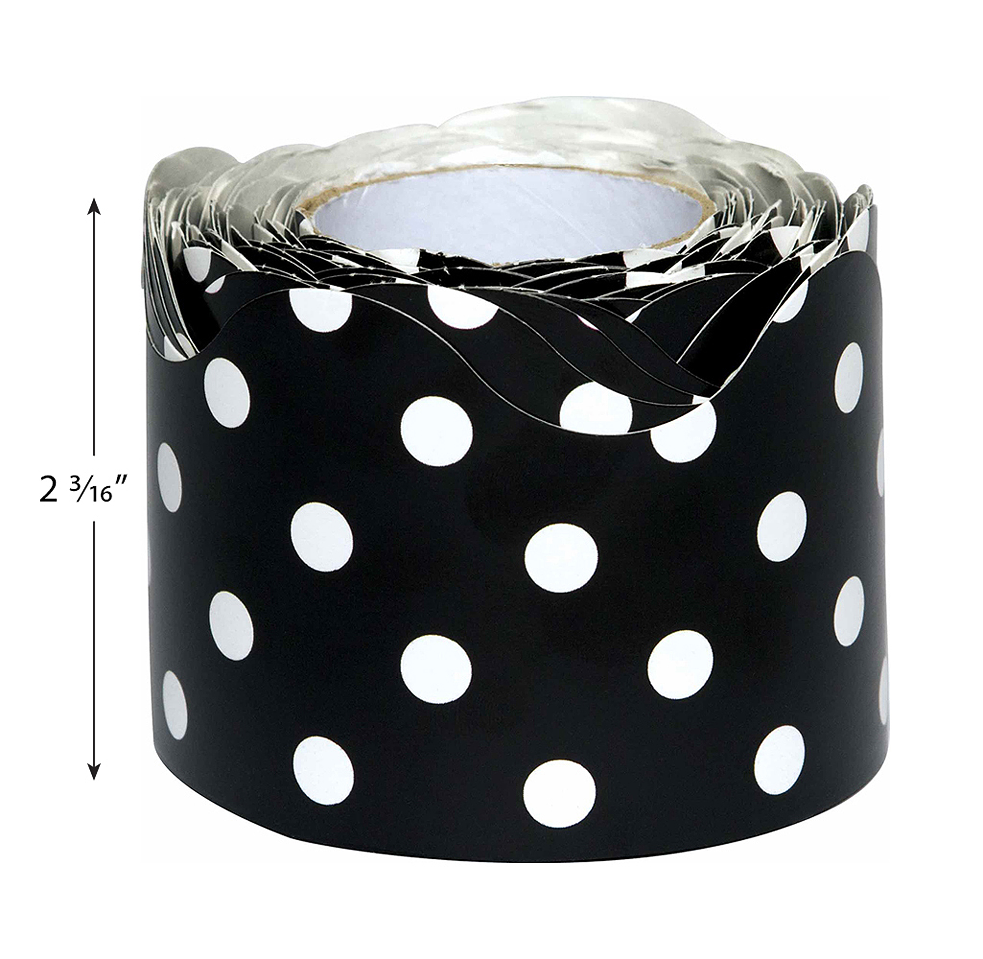 Black Polka Dots Scalloped Rolled Border Trim