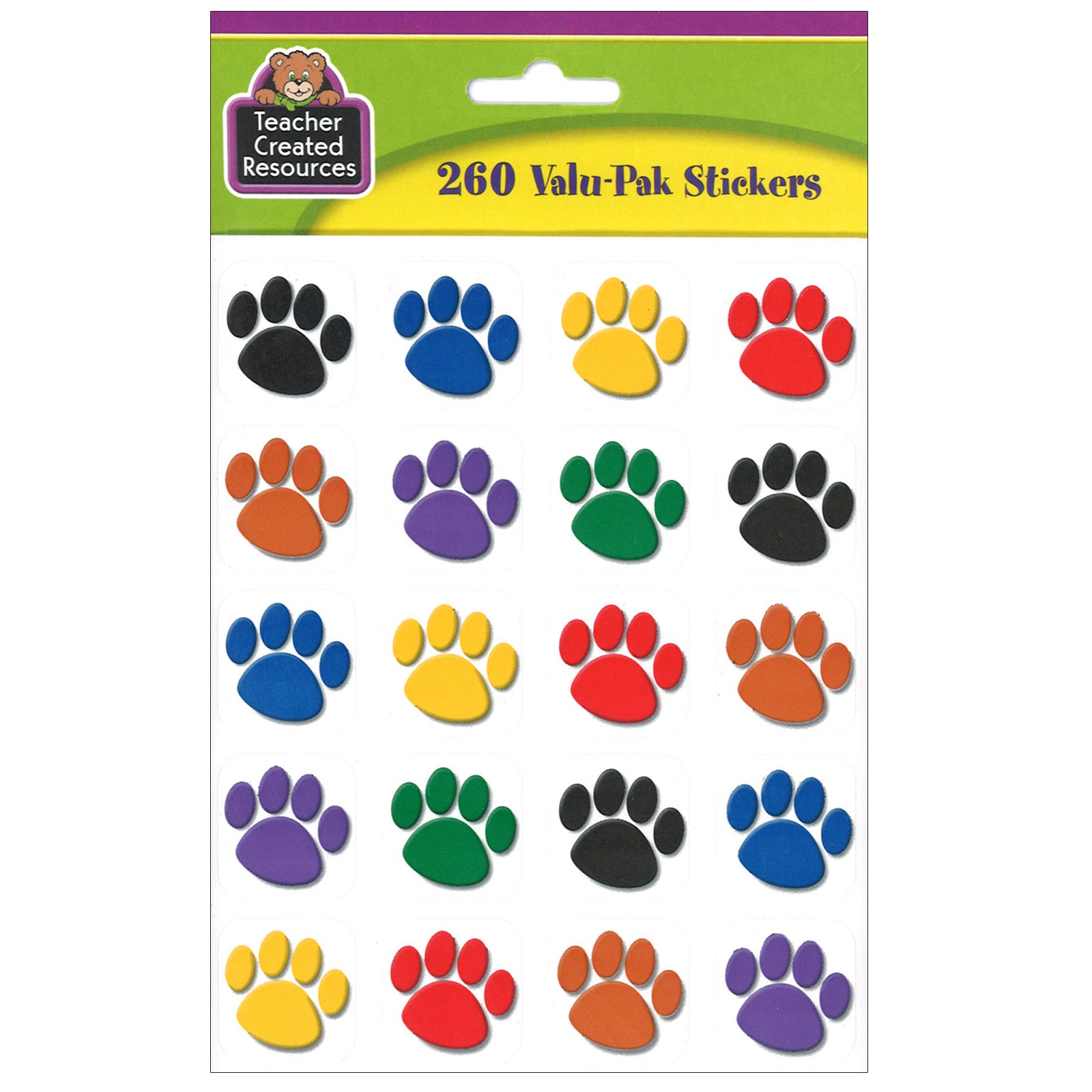 Colorful Paw Prints Stickers Valu-Pak