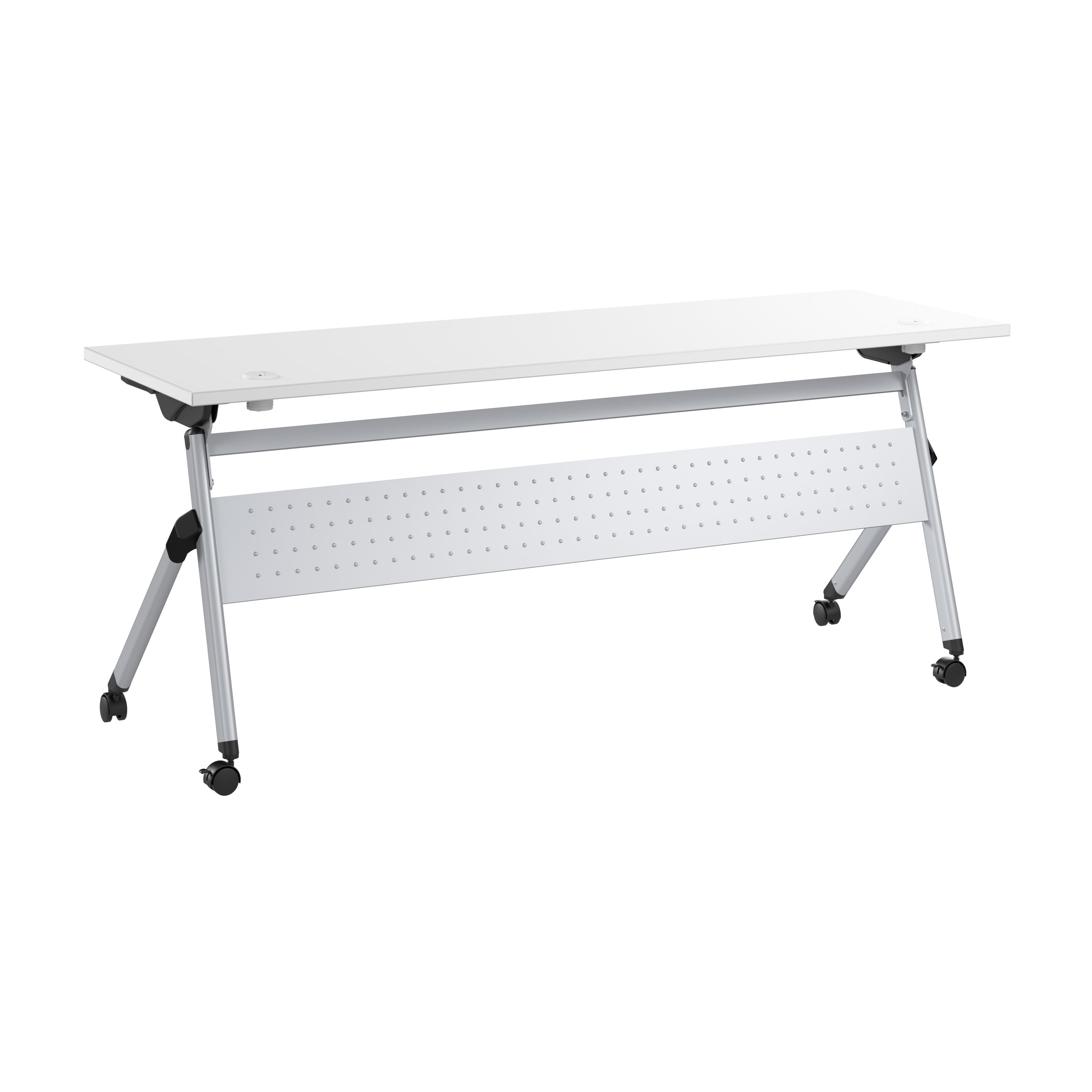 Bush Business Furniture Envision 72W Folding Training Table with Powered Grommets in White - 71.02" Width x 23.54" Depth x 29.62" Height