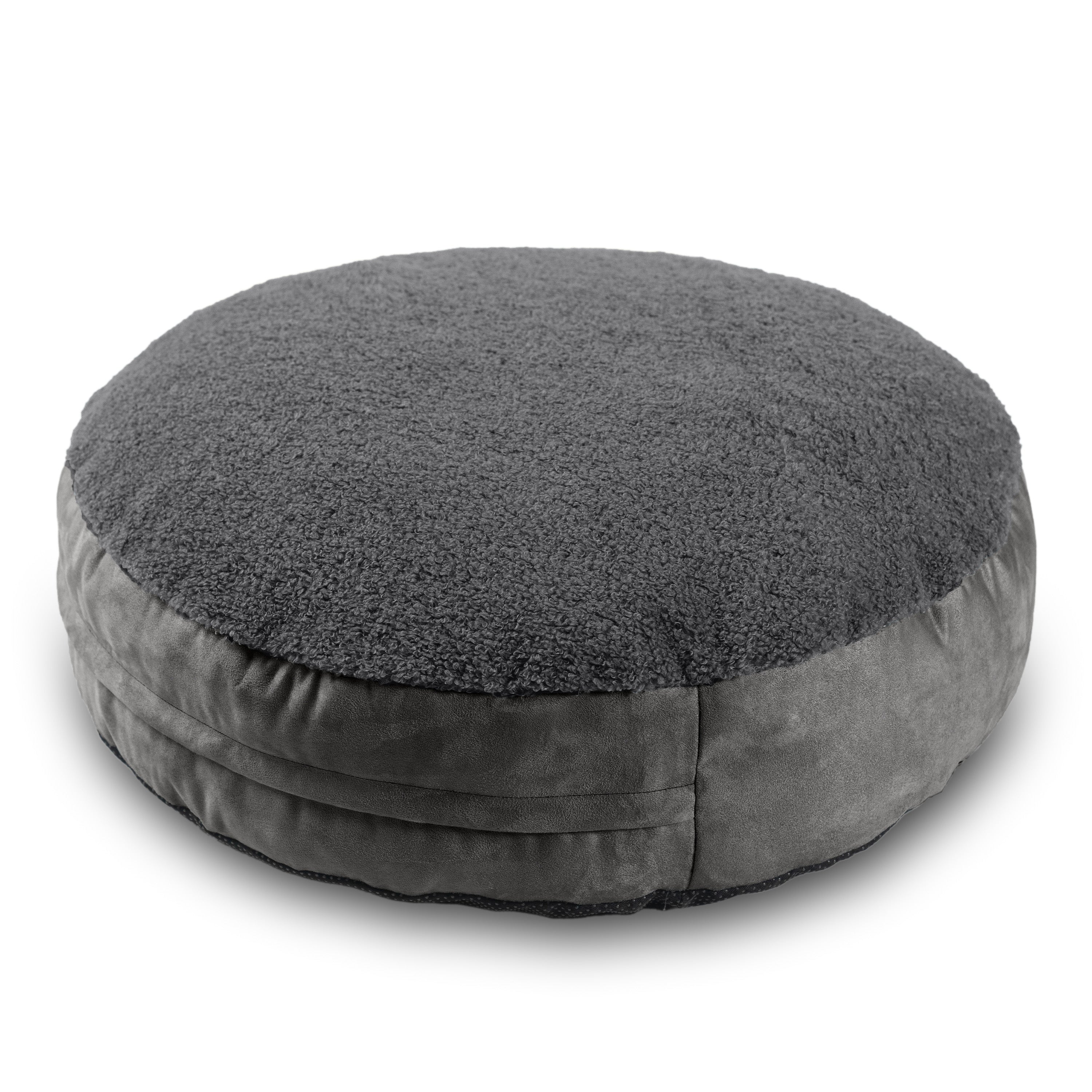 Jaxx Robbi Dog Bed Bean Bag – Round Bed with Machine Washable Cover and No-Slip Base - Supportive Memory Foam for Senior Dogs & Joint Pain Relief - Ultimate Comfort & Luxury - Small, Grey / Charcoal