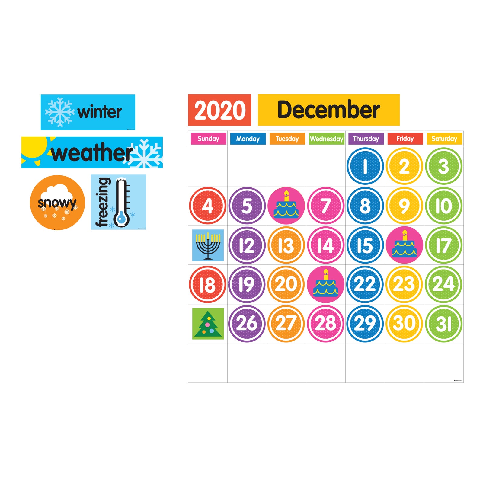 Giant Magnetic Calendar Set, 94 Pieces