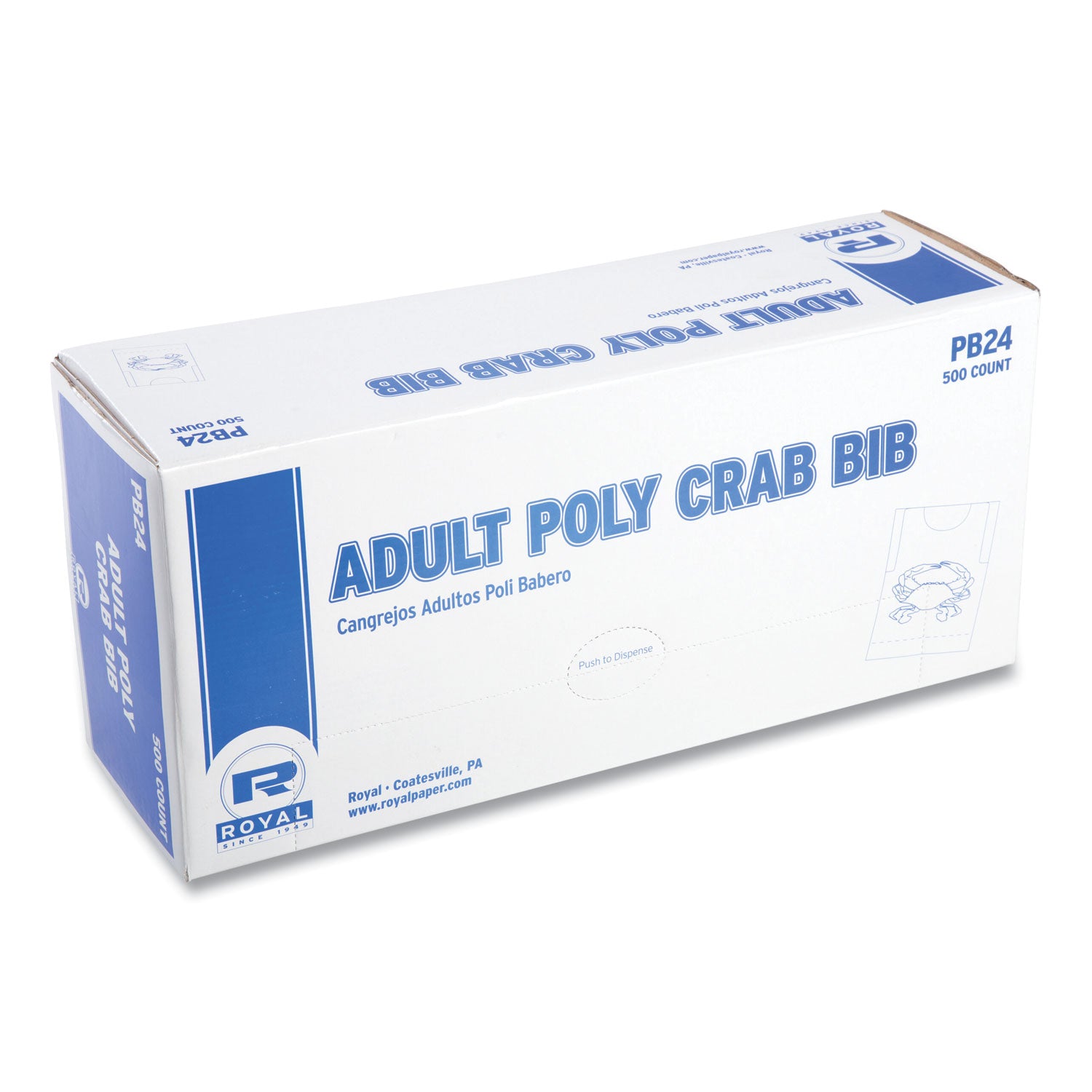Heavyweight Poly Aprons, Crab Design, One Size Fits All, White/Red, 500/Box, 5 Boxes/Carton