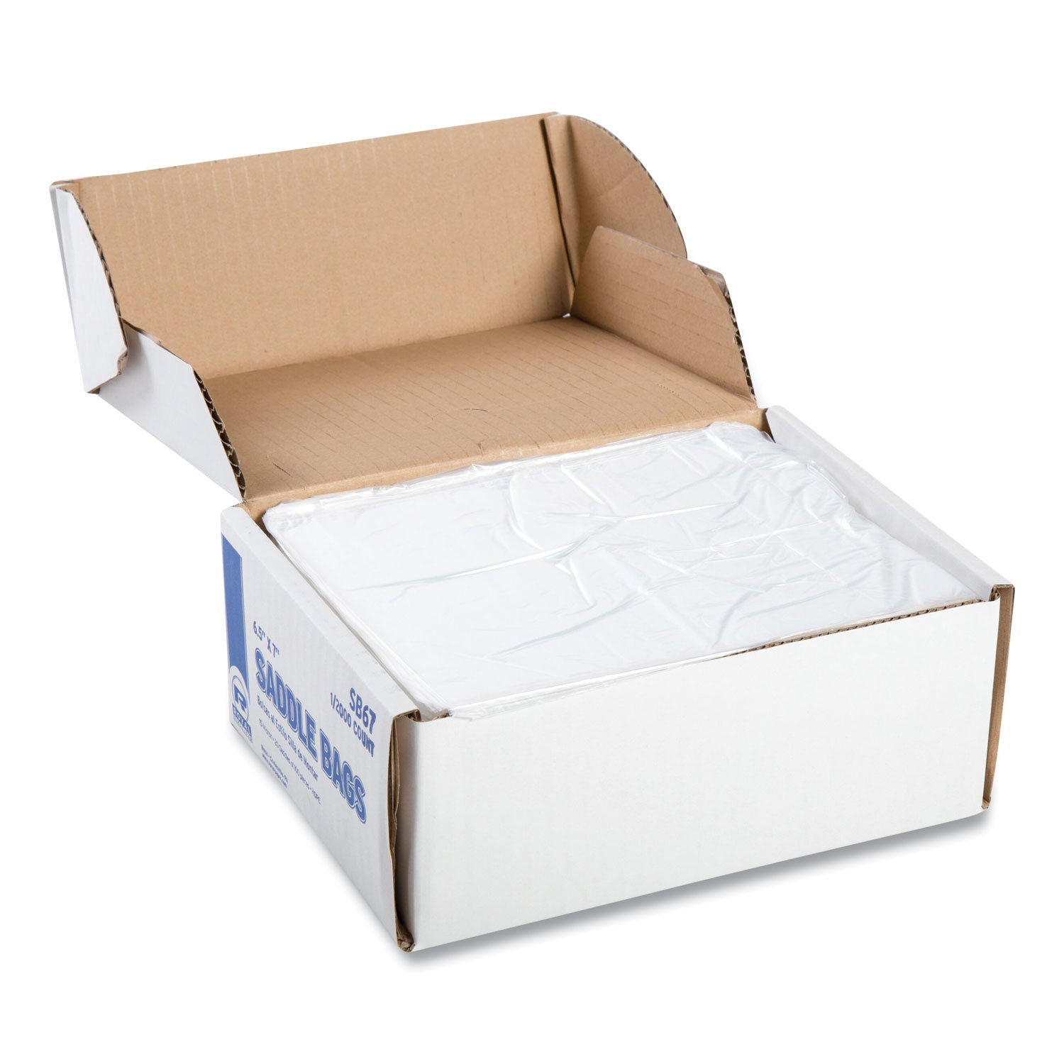 Saddle Bags, Fold-Top Closure, 0.59 mil, 7.99" x 6.49", Clear, 2,000/Carton