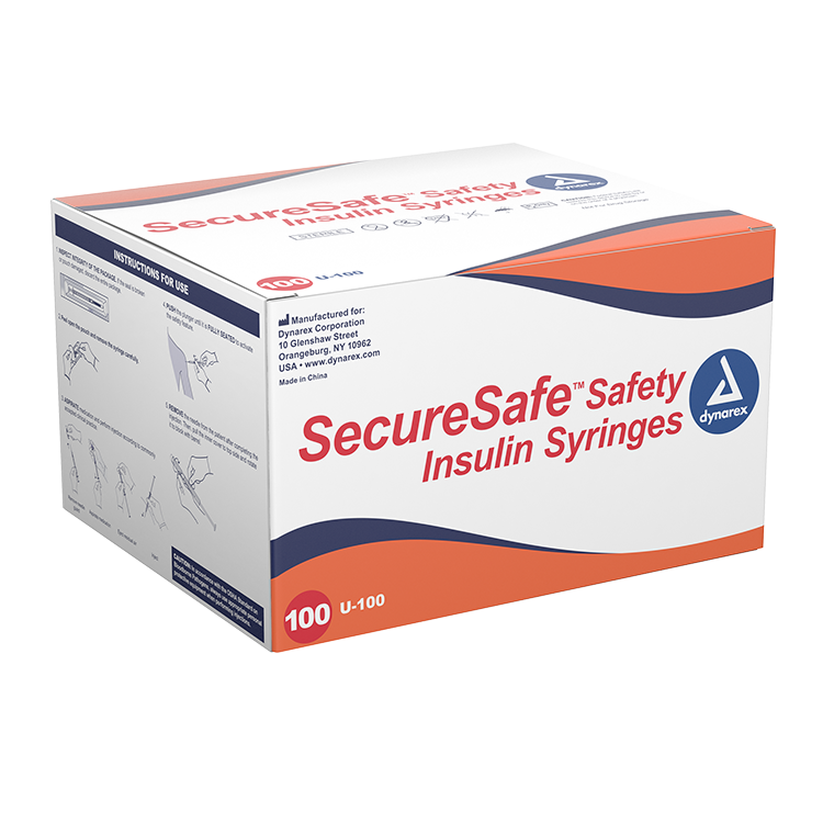 SecureSafe Safety Insulin Syringe - 0.5 ml (New Mechanism), 0.5cc - 100 pcs per Box/5 Boxes per Case