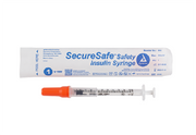 SecureSafe Safety Insulin Syringe - 1 ml (New Mechanism), 1cc - 100 pcs per Box/5 Boxes per Case