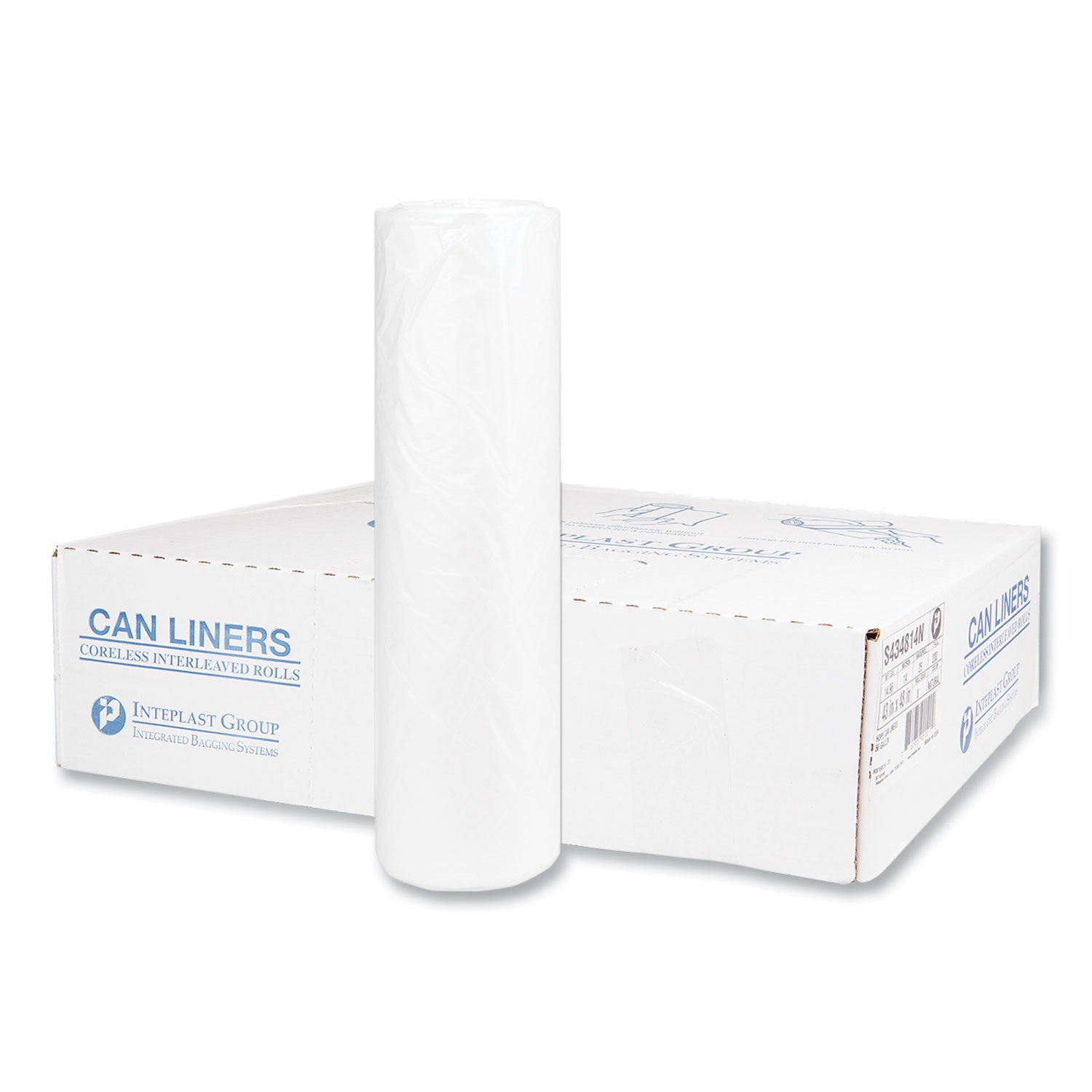 High-Density Commercial Can Liners, 56 gal, 14 mic, 43" x 48", Natural, Interleaved Roll, 25 Bags/Roll, 8 Rolls/Carton