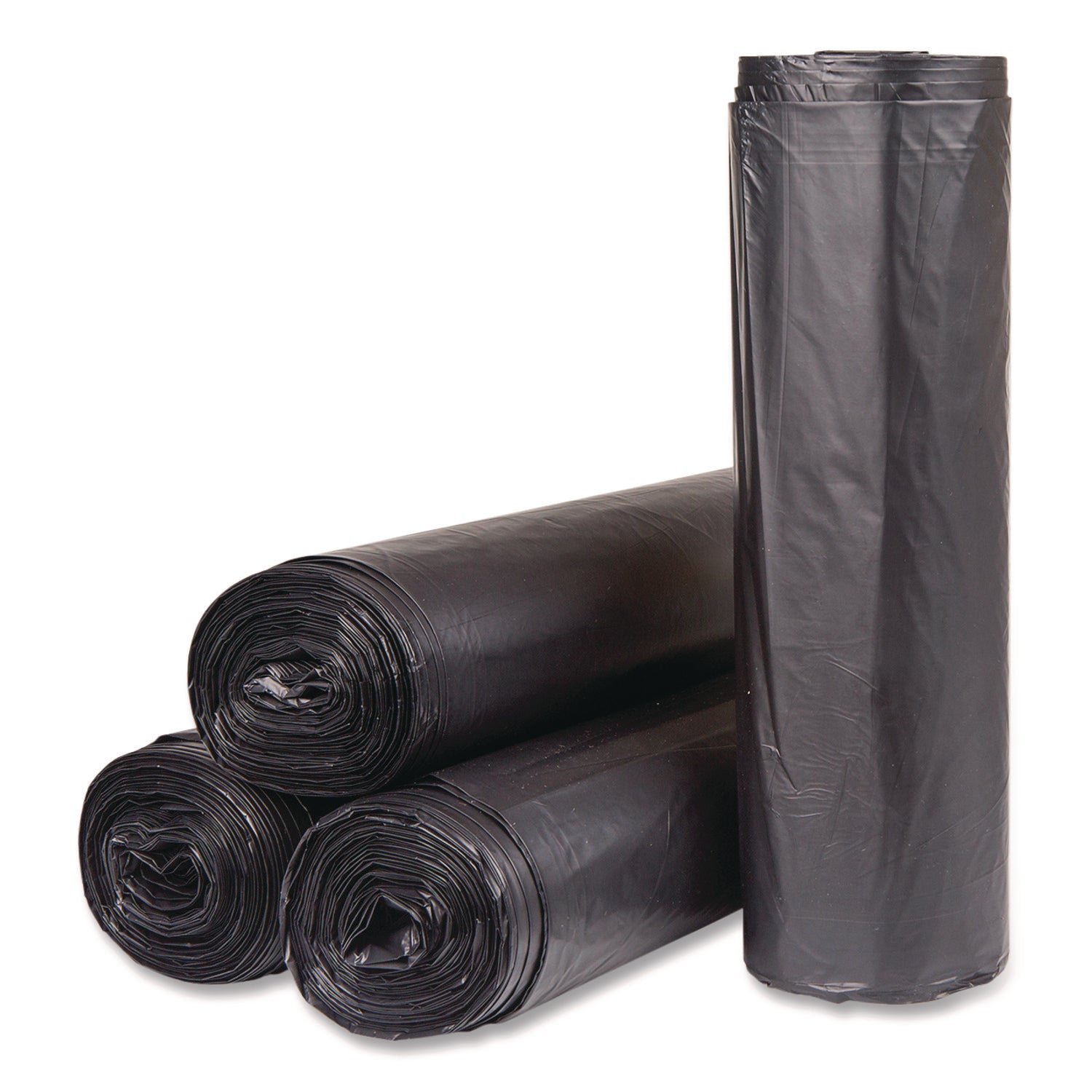 45 gal Capacity - 48" Width x 22 mil (559 Micron) Thickness - High Density - Black - High-density Polyethylene (HDPE) - Kitchen, Breakroom - 150 / Case