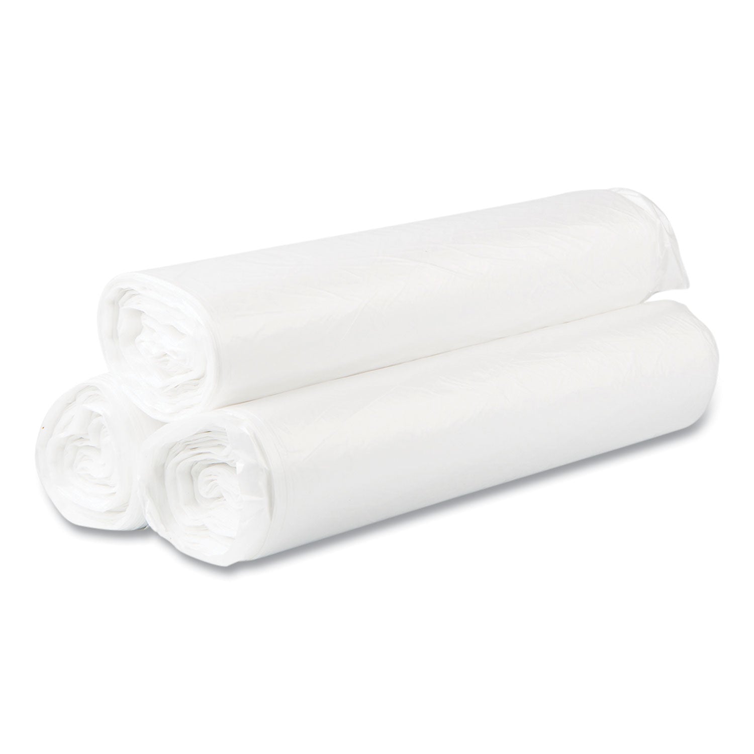 High-Density Commercial Can Liner Value Pack, 45 gal, 14 mic, 40" x 46", Natural, Interleaved Roll, 25 Bags/Roll, 10 Rolls/CT
