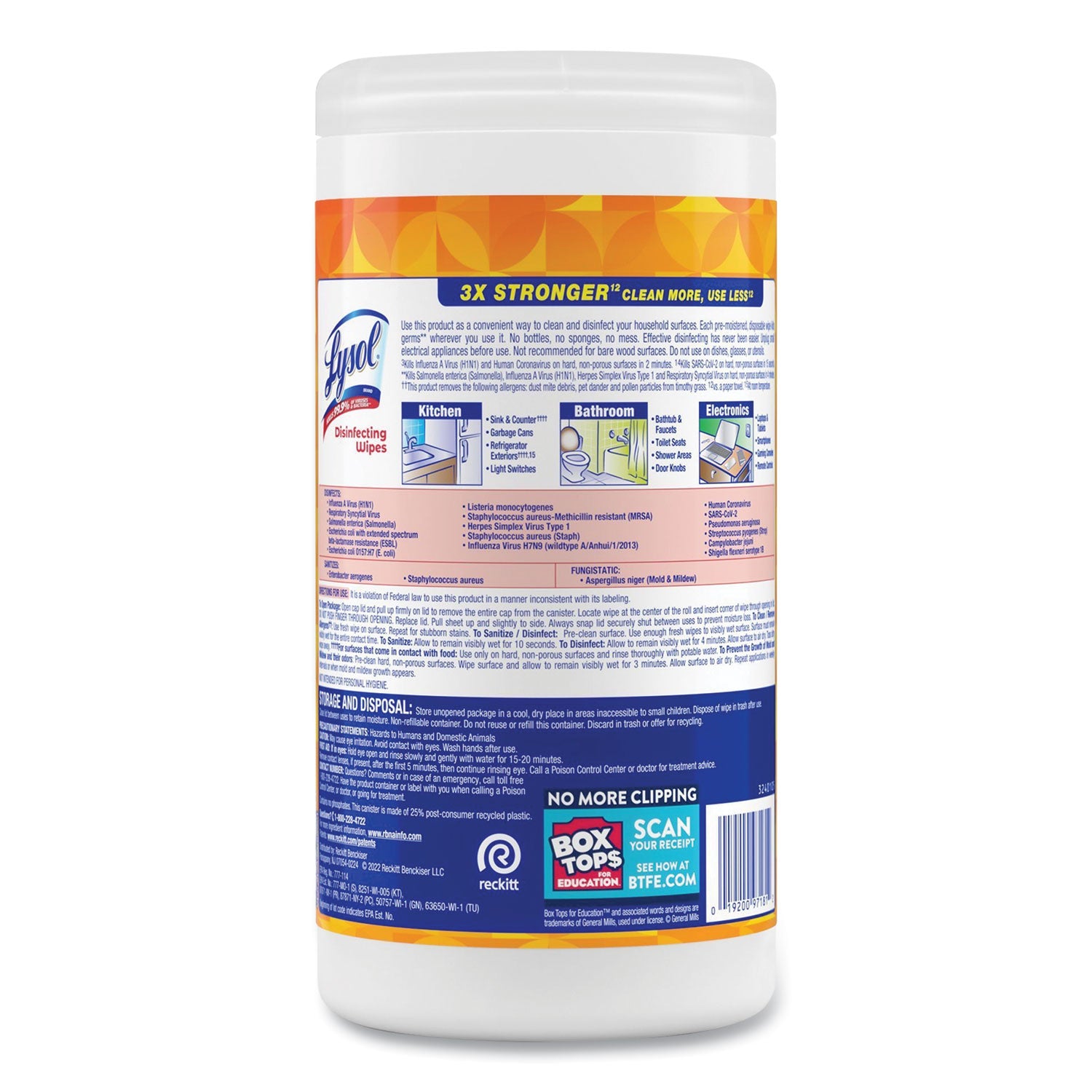 Lysol Brand New Day Disinfecting Wipes - Mango Scent - Disinfectant, Pre-moistened, Strong - White - 80/Tub - 1 Each