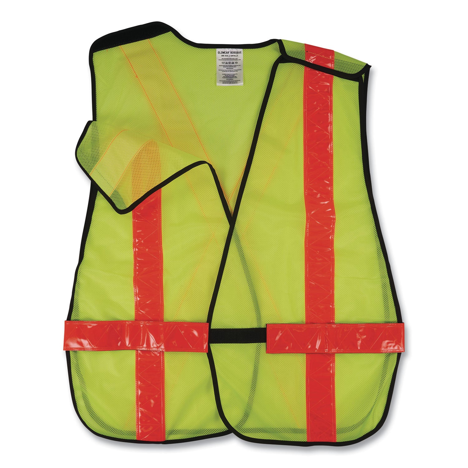 Ergodyne 8080BAX Non-Certified X-Back Vest, Hook & Loop Closure, Polyester Mesh, Lime, Reflective, 1 Each