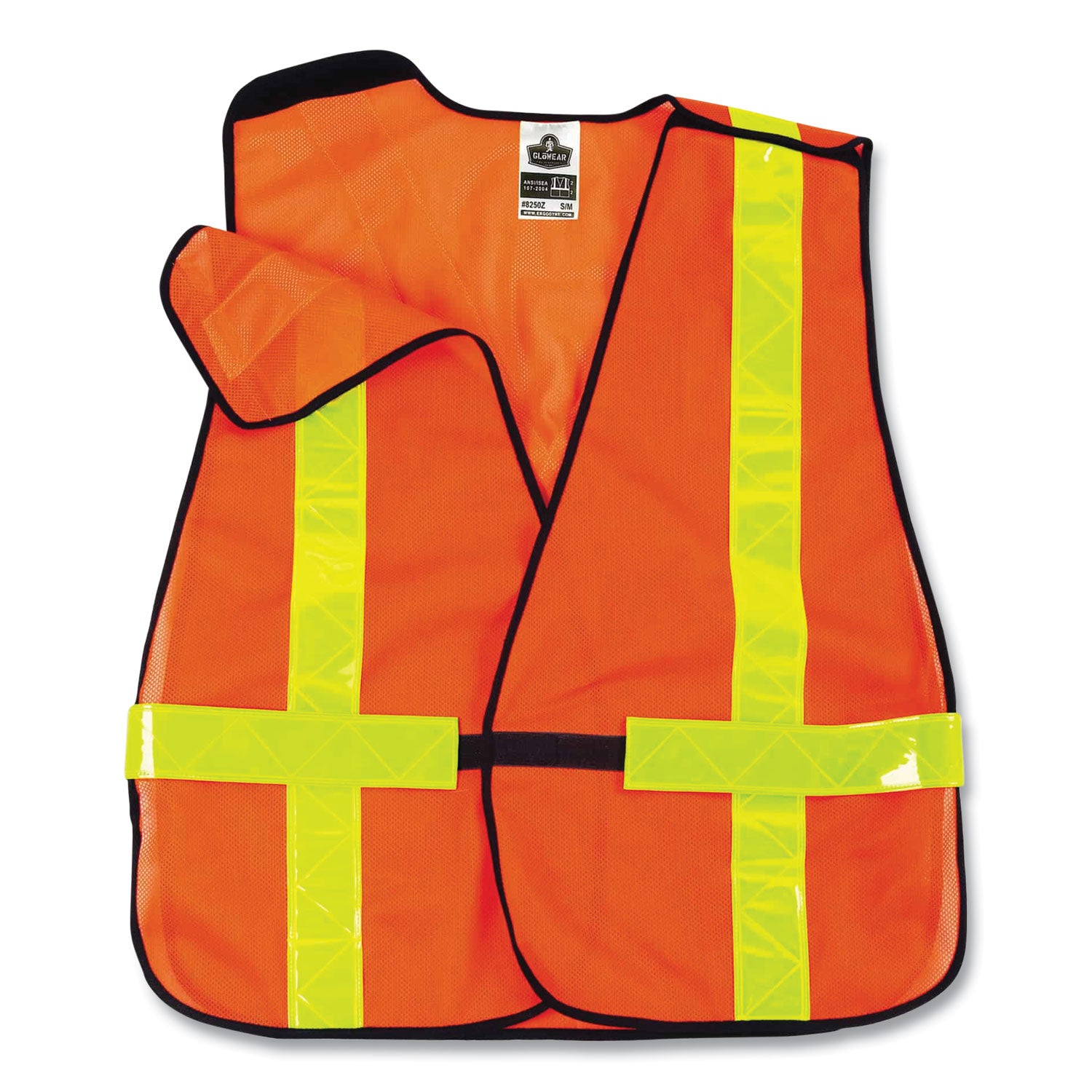 Ergodyne 8080BAX Non-Certified X-Back Vest, Hook & Loop Closure, Polyester Mesh, Orange, Reflective, 1 Each