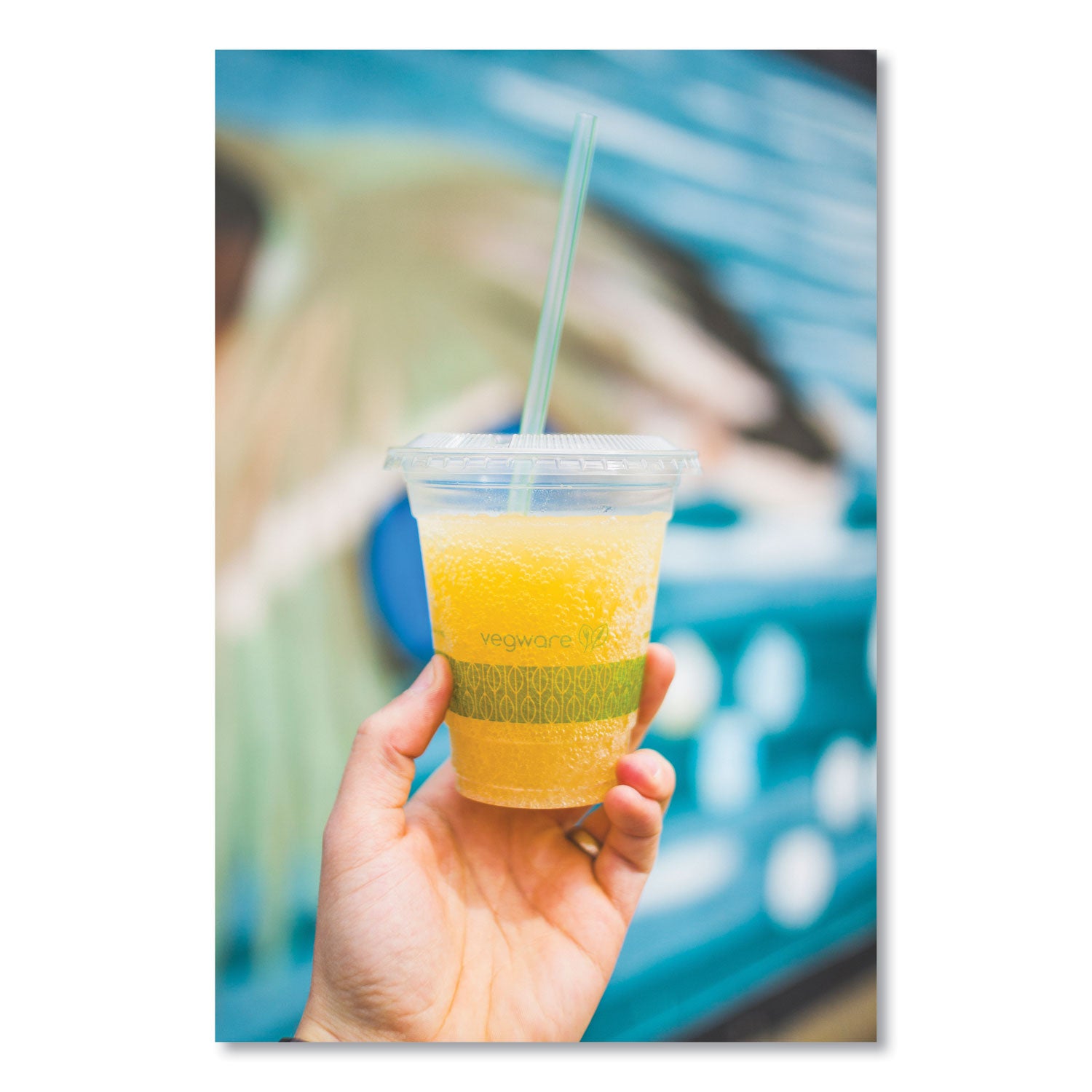 96-Series Cold Cup, 12 oz, Plastic, Clear/Green, 1,000/Carton