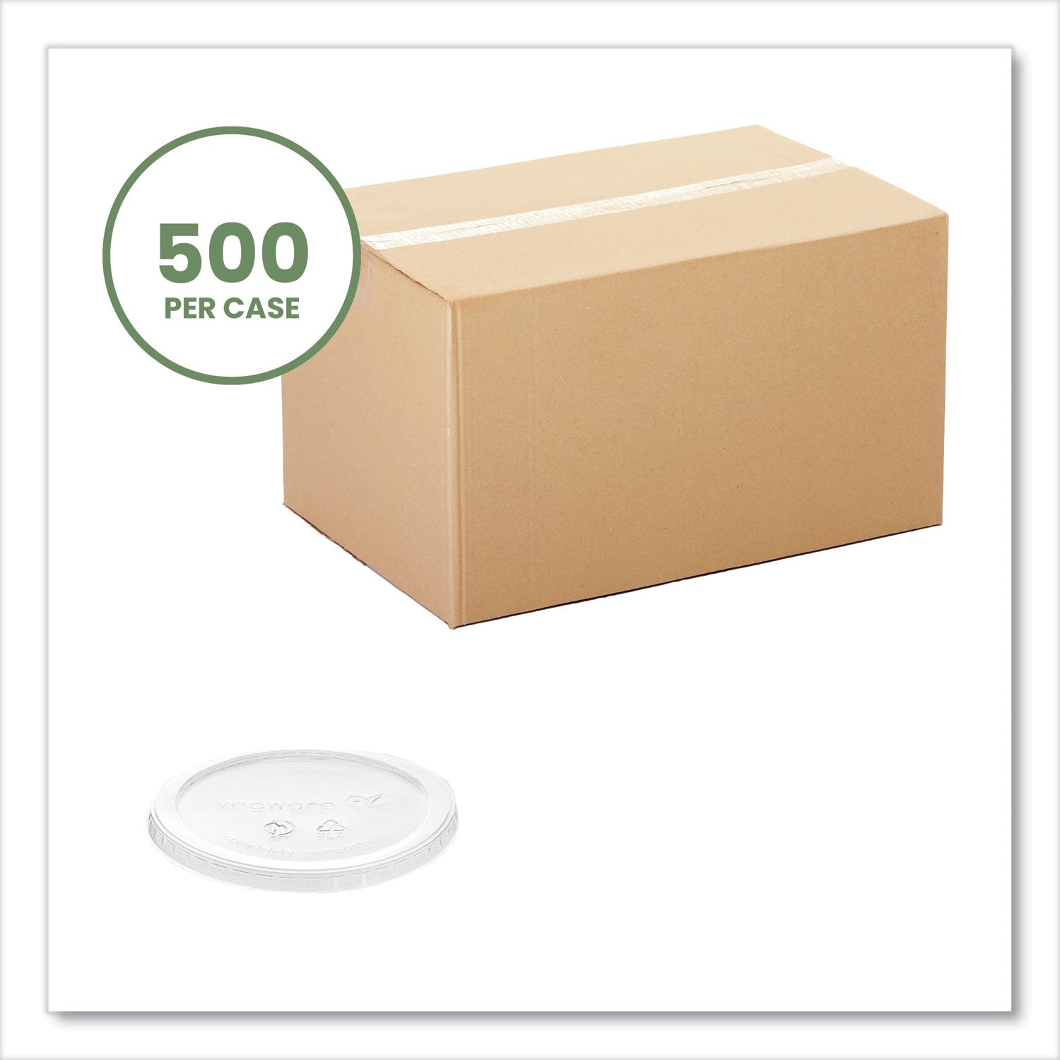 Round Deli Pot Lids, Compostable, For 8 oz to 32 oz Deli Containers, Clear, Plastic, 500/Carton