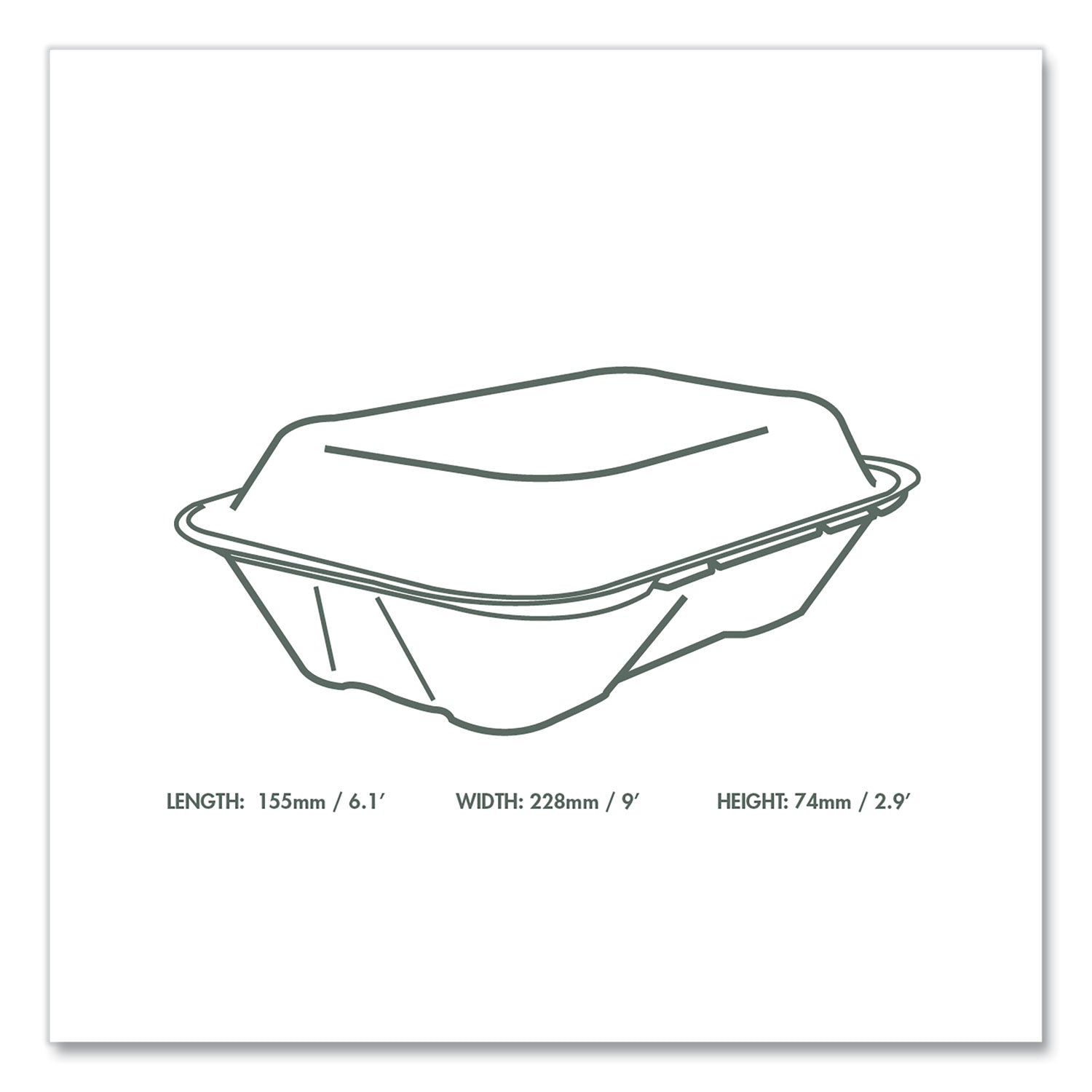 Nourish Molded Fiber Takeout Containers, Compostable, 6.1 x 9 x 2.9, Natural, Sugarcane, 200/Carton