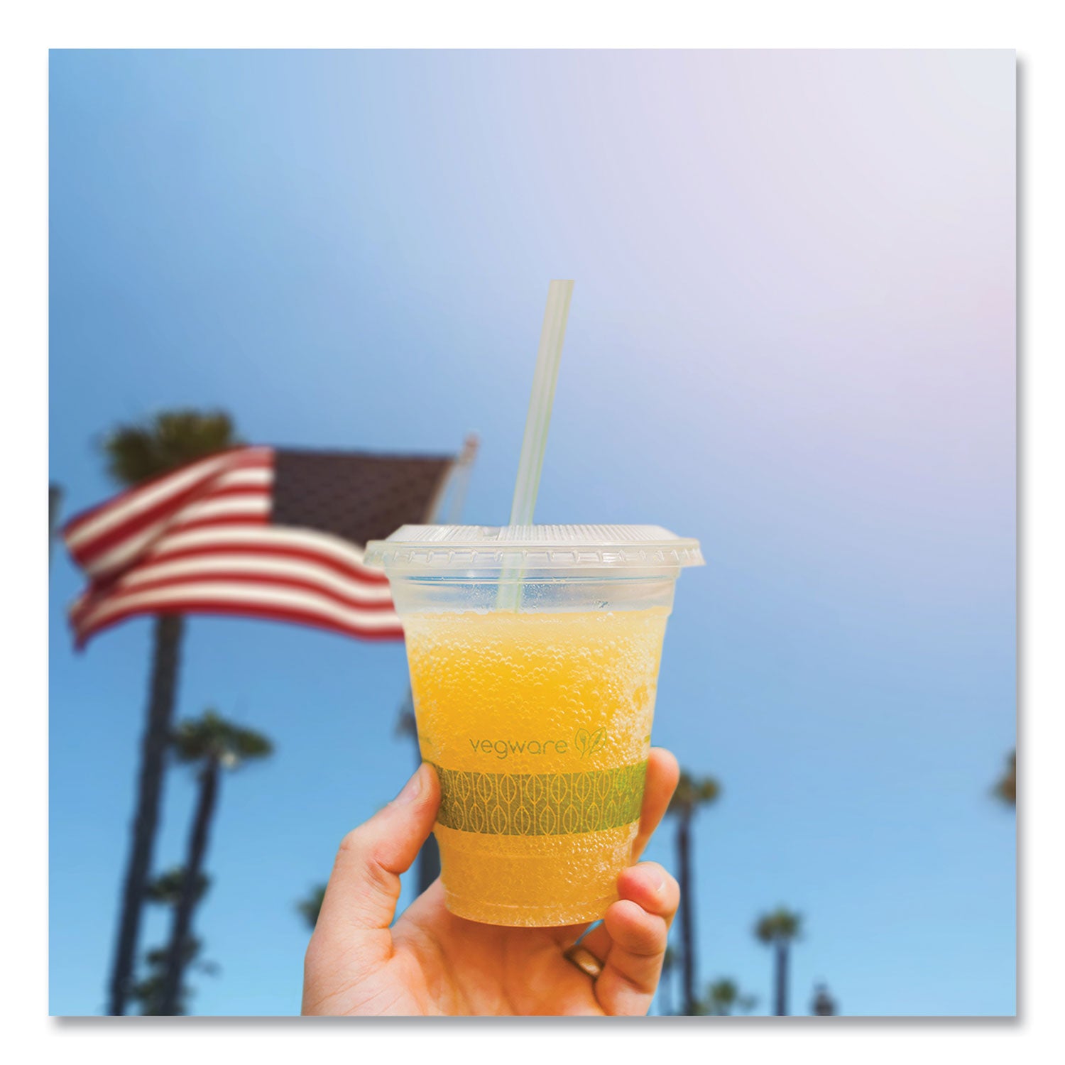 96 Series Cold Cup Lids, Fits Vegware 96-Series Cold Cups, Plastic, Clear, 1,000/Carton