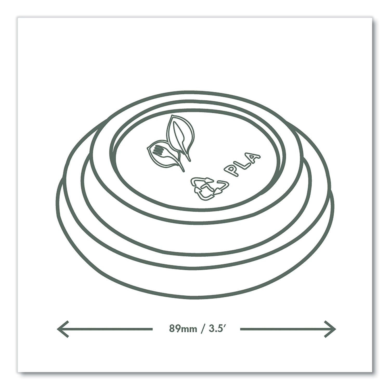 89 Series Hot Cup Lids, Fits Vegware 89-Series Hot Cups, Plastic, White, 1,000/Carton