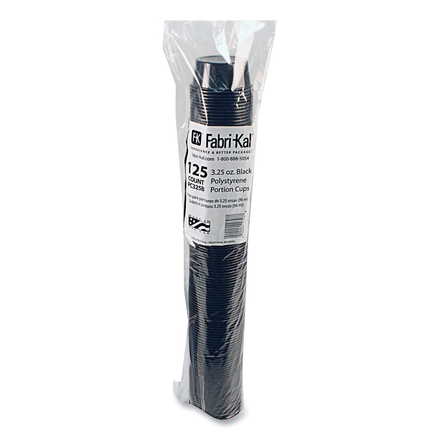 Portion Cups, 3.25 oz, Plastic, Black, 125/Sleeve, 20 Sleeves/Carton