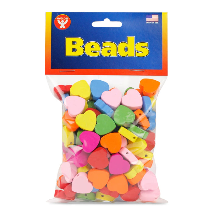 Wooden Colored Heart Beads, 125