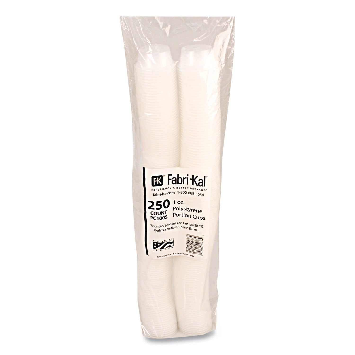 Portion Cups, Squat, 1 oz, Plastic, Translucent, 125/Sleeve, 20 Sleeve/Carton