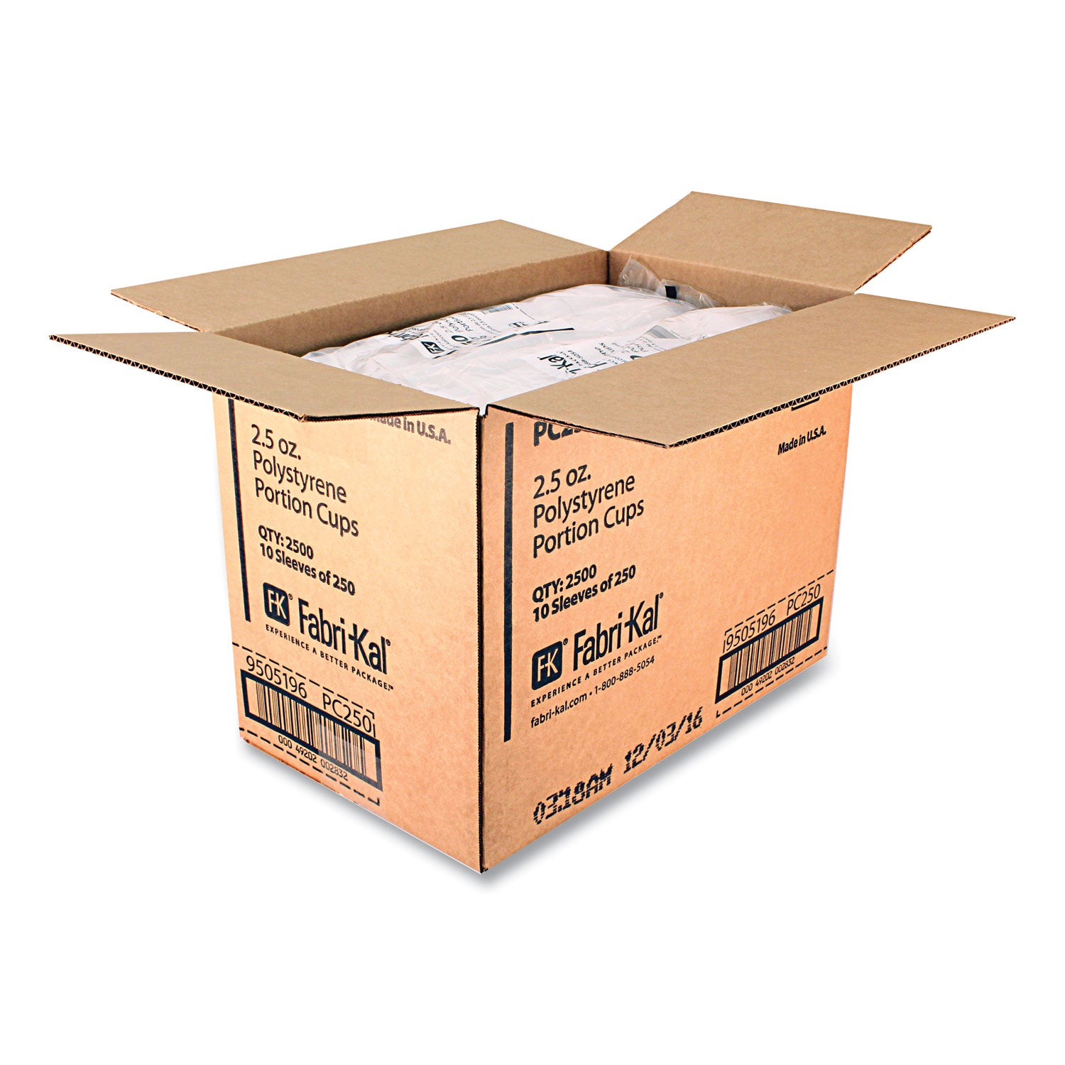 Portion Cups, 2.5 oz, Plastic, Translucent, 125/Sleeve, 20 Sleeve/Carton