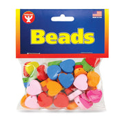 Wooden Colored Heart Beads, 50