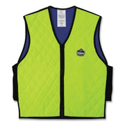 Ergodyne Chill-Its Evaporative Cooling Vest - Large - Polymer, Nylon - Lime - Comfortable, High Visibility, Ventilation, Stretchable, Water Repellent, Lightweight, Durable, Washable, Zipper Closure - 1 Each