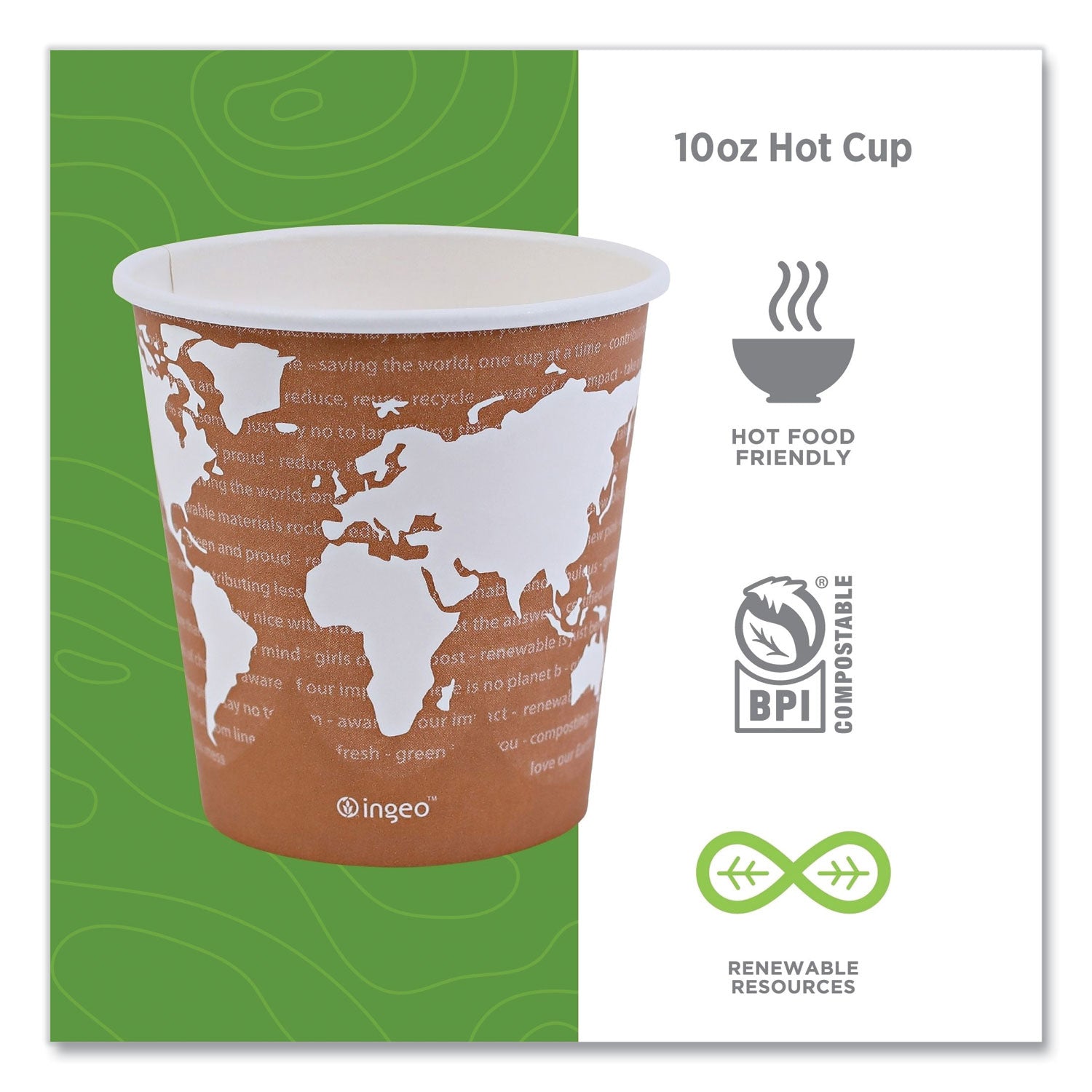 10 fl oz - Multi - Paper, Resin - Hot Drink - 50/Pack - 20 / Carton