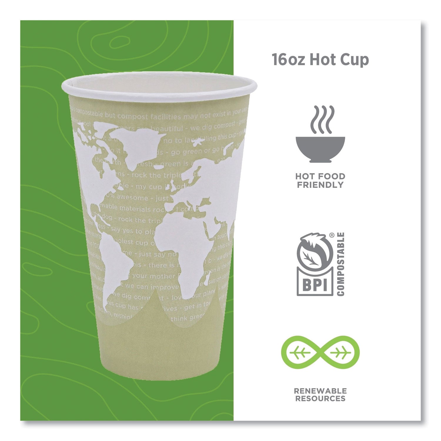 16 fl oz - Multi - Paper, Resin - Hot Drink - 50/Pack - 20 / Carton