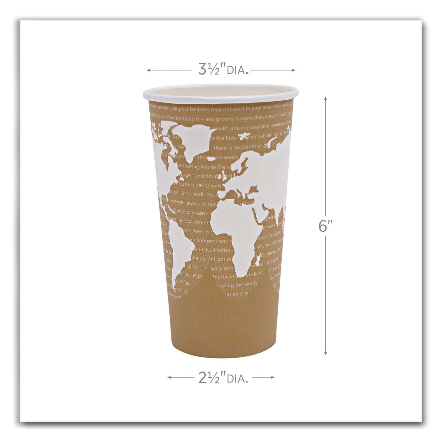 World Art Renewable and Compostable Hot Cups, 20 oz, Paper, Brown/White, 50/Pack, 20 Packs/Carton