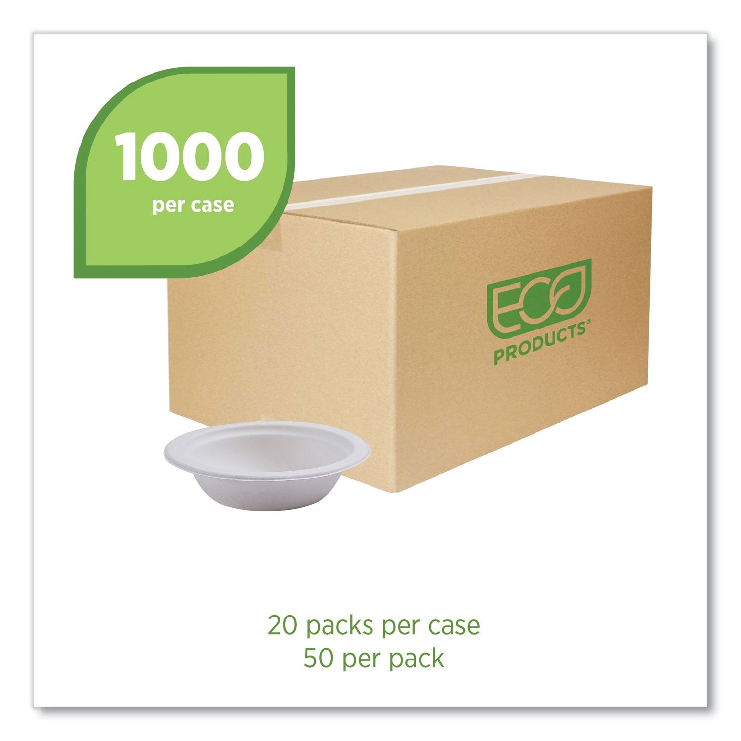 Breakroom - Disposable - Microwave Safe - White - Sugarcane Fiber Body - 1000 / Carton