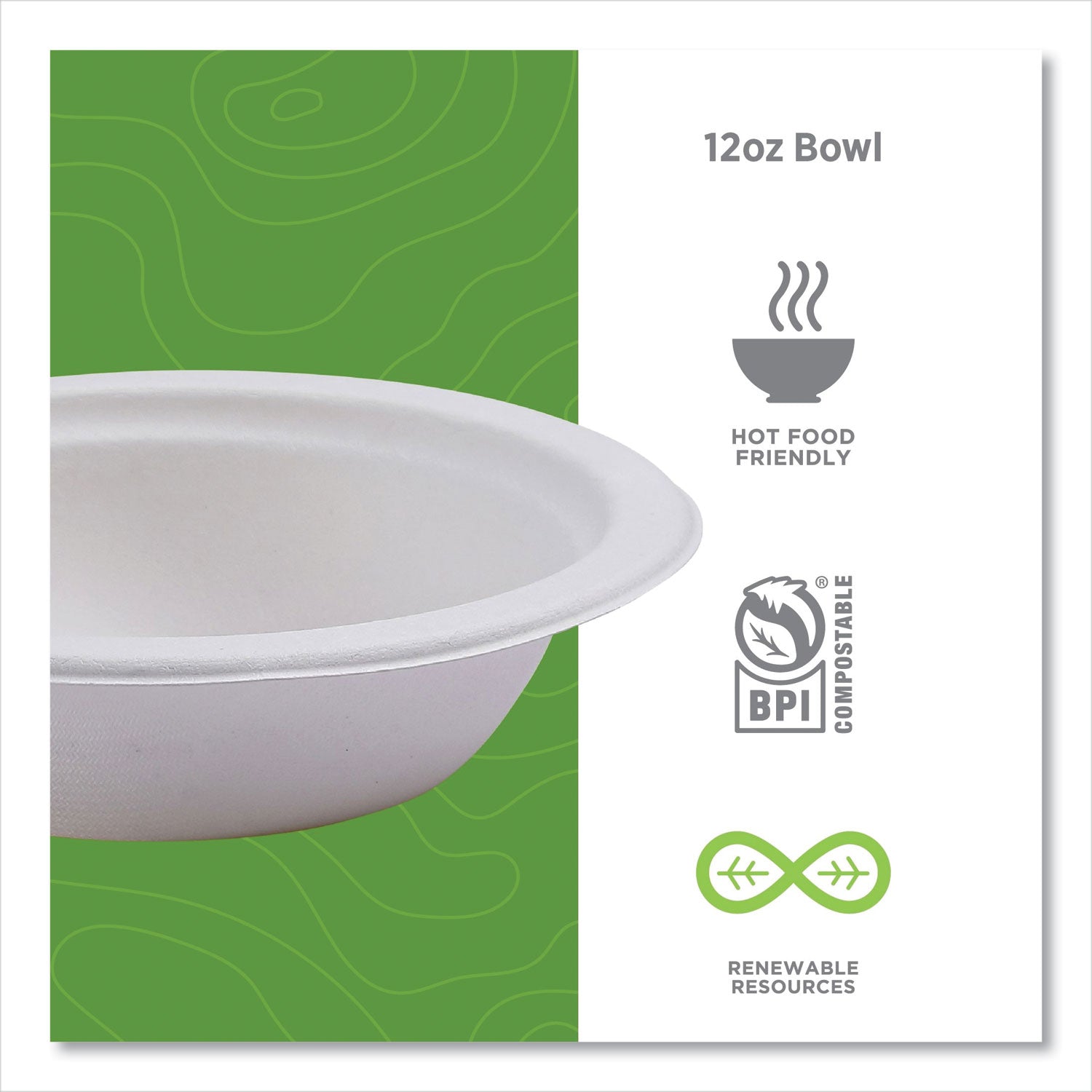 Breakroom - Disposable - Microwave Safe - White - Sugarcane Fiber Body - 1000 / Carton