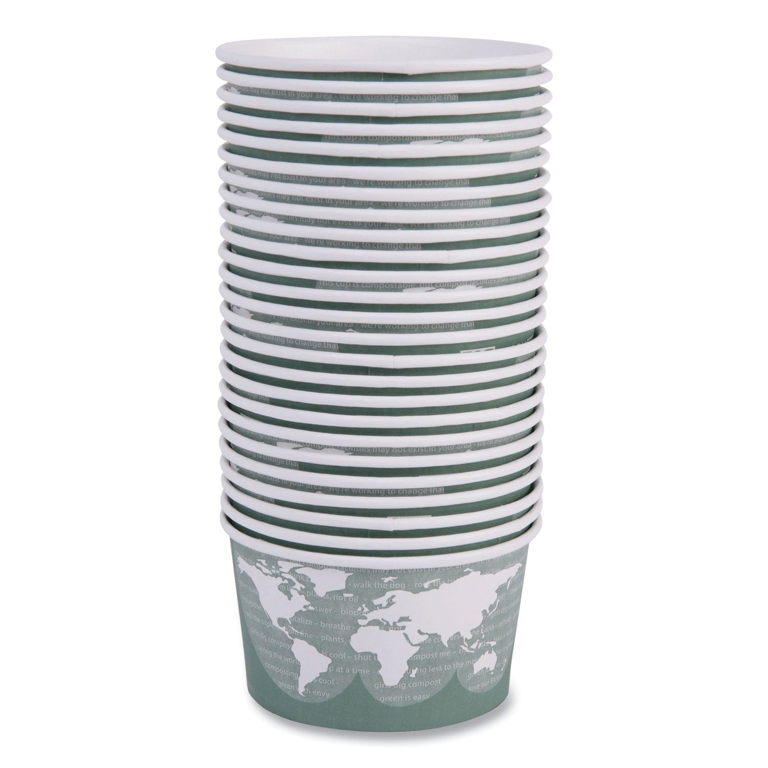 World Art Renewable and Compostable Food Container, 12 oz, 4.05" Diameter x 2.5" h, Green, Paper, 25/Pack, 20 Packs/Carton