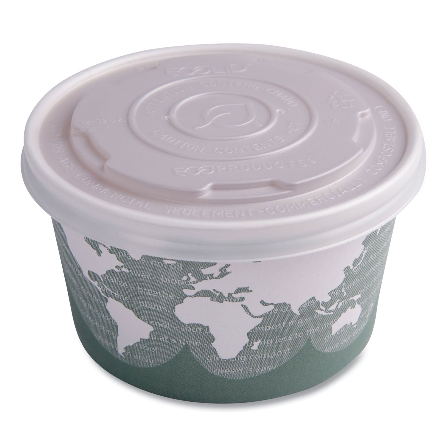 World Art Renewable and Compostable Food Container, 12 oz, 4.05" Diameter x 2.5" h, Green, Paper, 25/Pack, 20 Packs/Carton