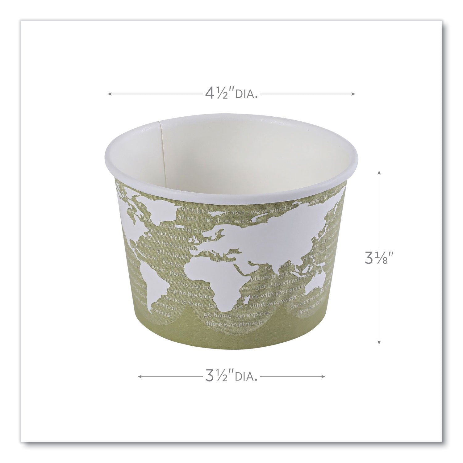 World Art Renewable and Compostable Food Container, 16 oz, 4.05" Diameter x 3" h, Seafoam, Paper, 25/Pack, 20 Packs/Carton